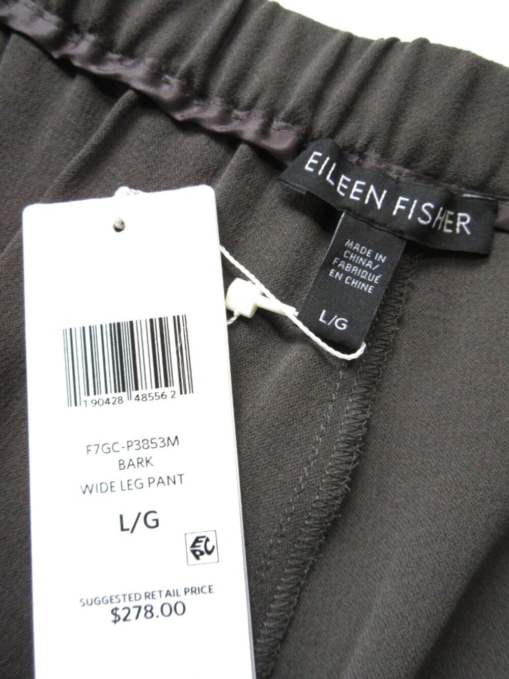NWT Eileen Fisher Wide Leg in Bark Silk Georgette Pull-on Pants L - Picture 5 of 6